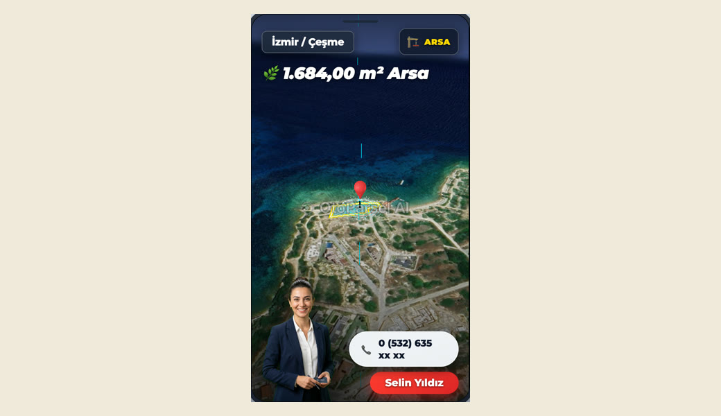 Telefon kadrajında hazır arsa tanıtımı